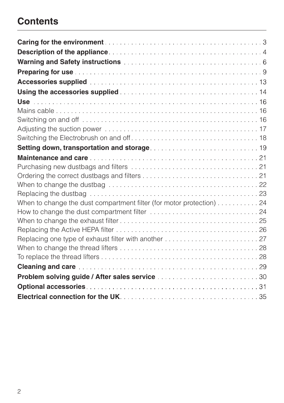 Miele S 5980 User Manual | Page 2 / 36