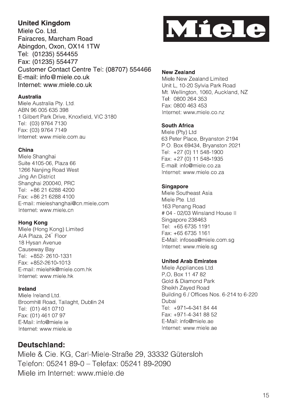 Miele EBA 5470 MC User Manual | Page 15 / 16