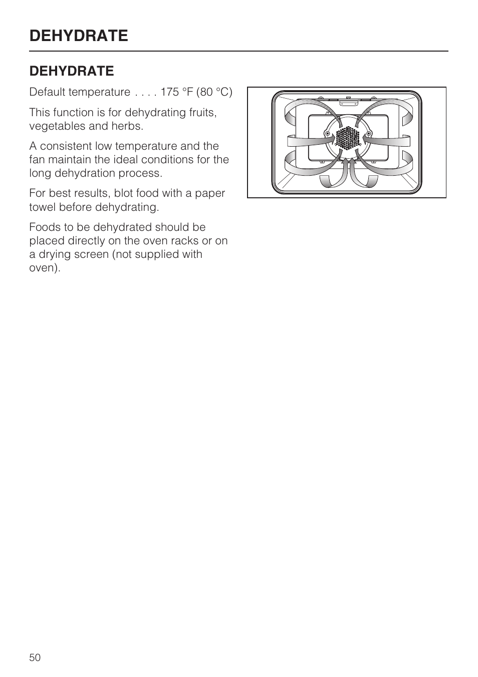 Dehydrate 50, Dehydrate | Miele H4780BP User Manual | Page 50 / 76