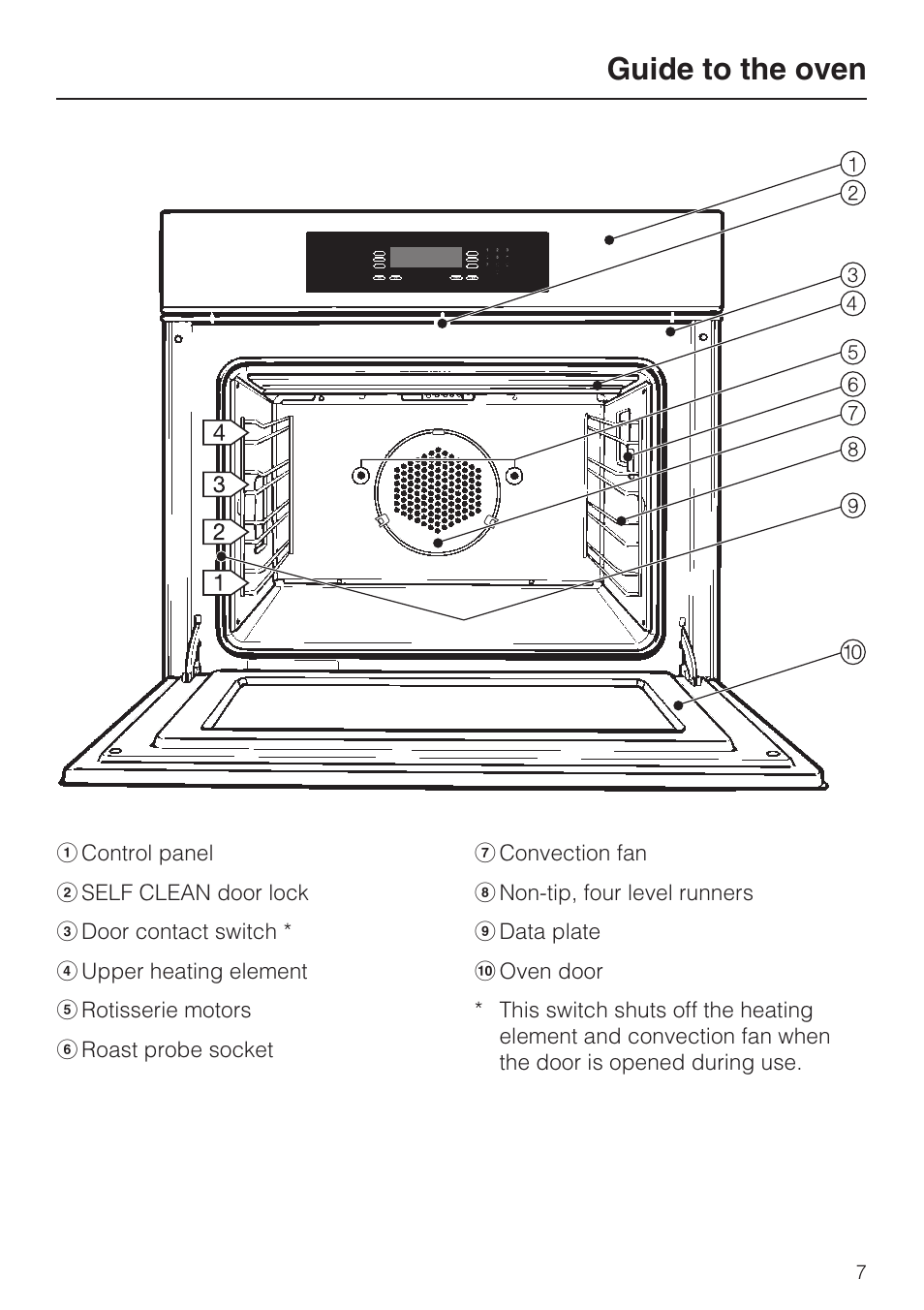 Guide to the oven 7, Guide to the oven | Miele H4780BP User Manual | Page 7 / 76