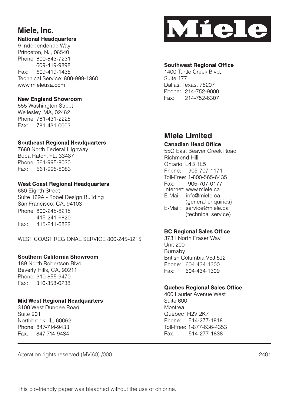 Miele HG01 User Manual | Page 36 / 36