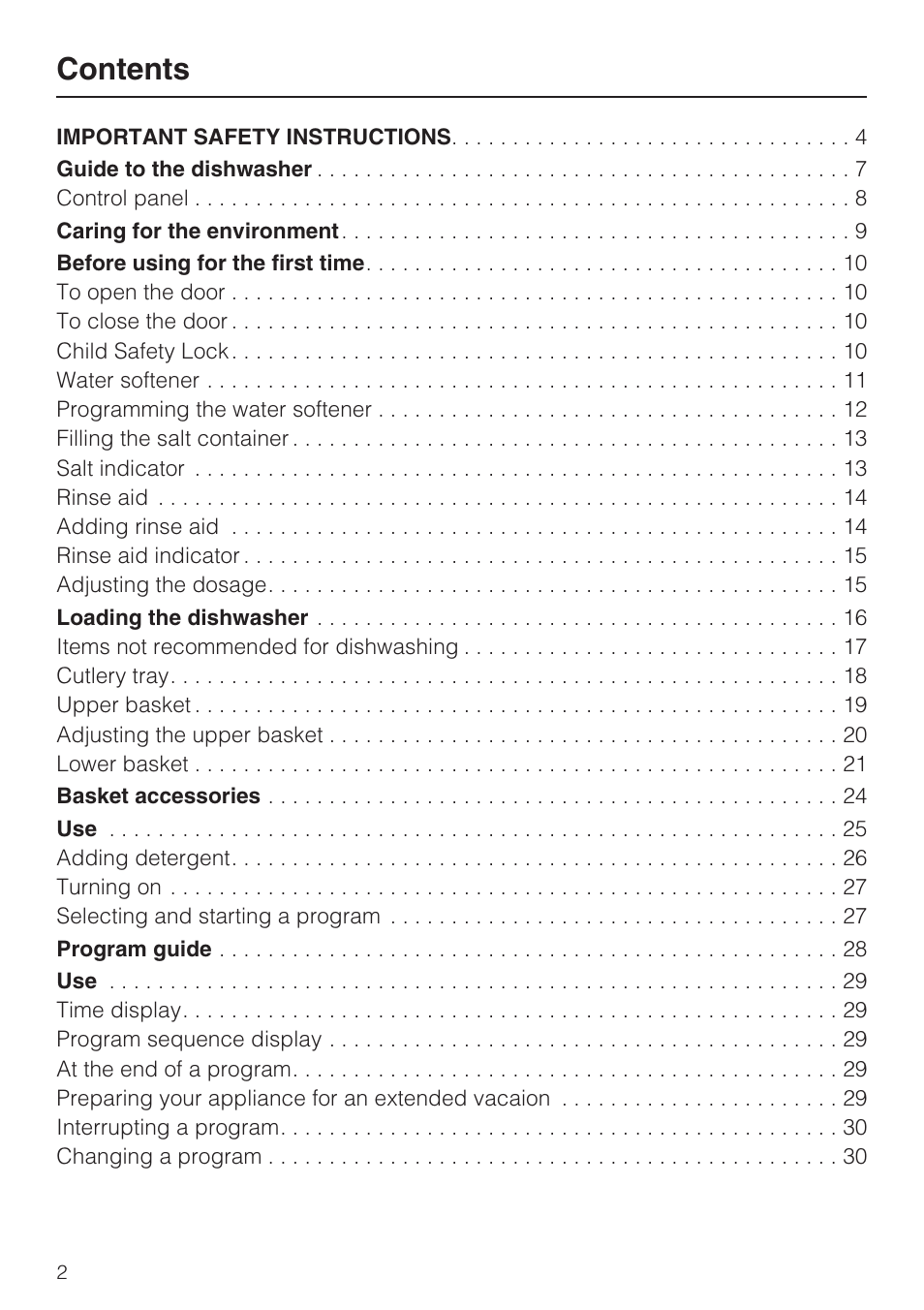 Miele G 1202 User Manual | Page 2 / 60