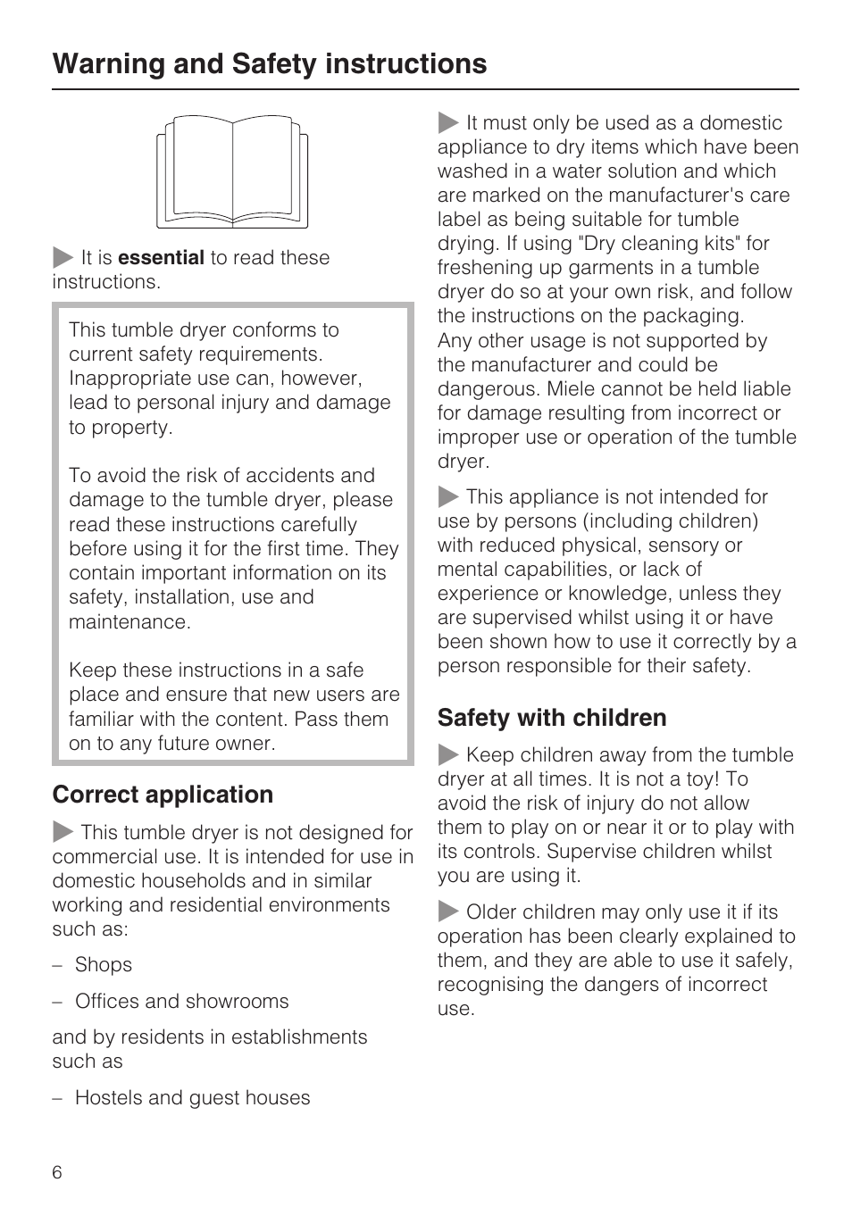 Warning and safety instructions 6, Warning and safety instructions | Miele T 4839 Ci User Manual | Page 6 / 60