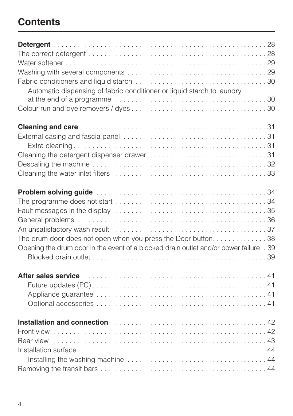 Miele W 3748 User Manual | Page 4 / 64