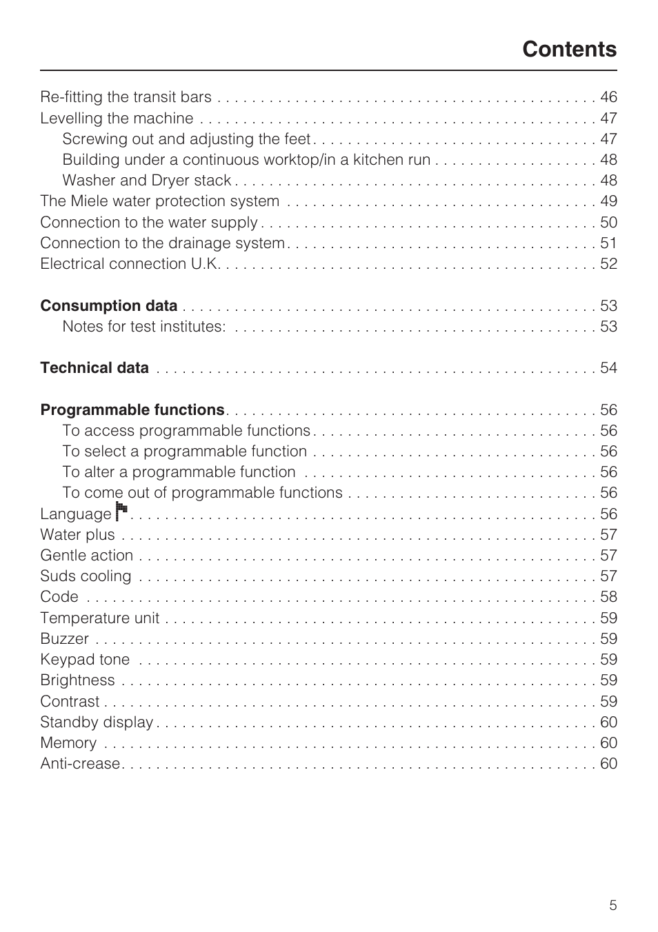 Miele W 3748 User Manual | Page 5 / 64