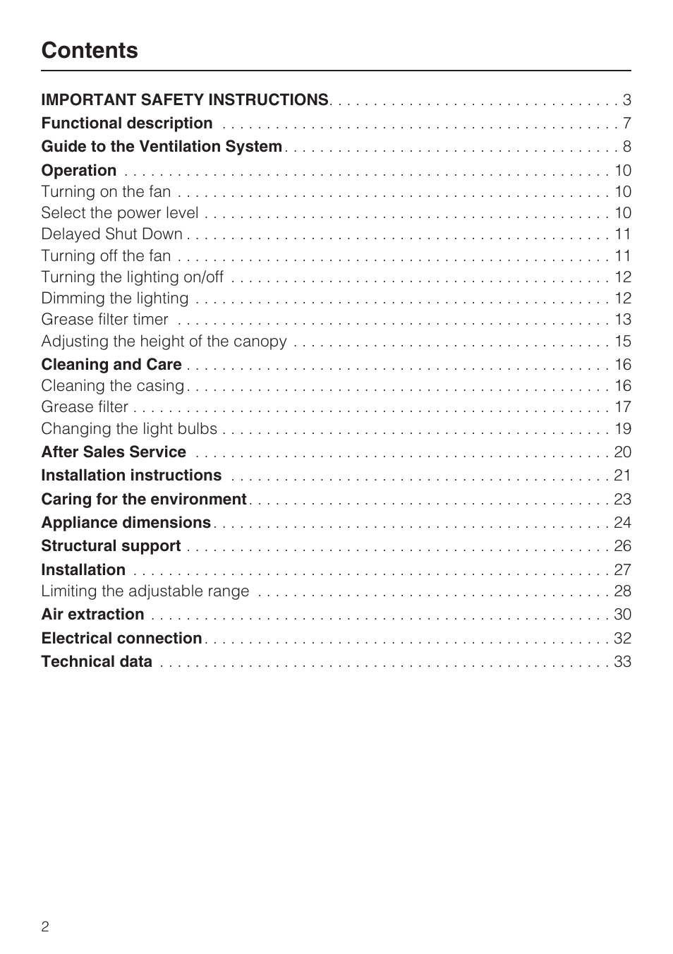 Miele DA 424 V User Manual | Page 2 / 36