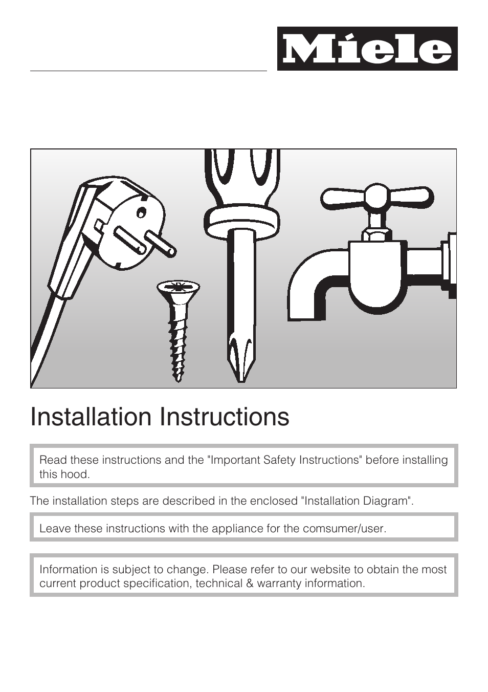 Installation instructions 21, Installation instructions | Miele DA 424 V User Manual | Page 21 / 36