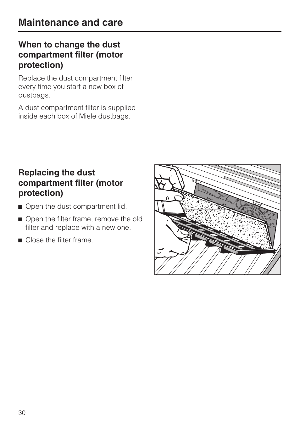 Maintenance and care | Miele S 500 User Manual | Page 30 / 44