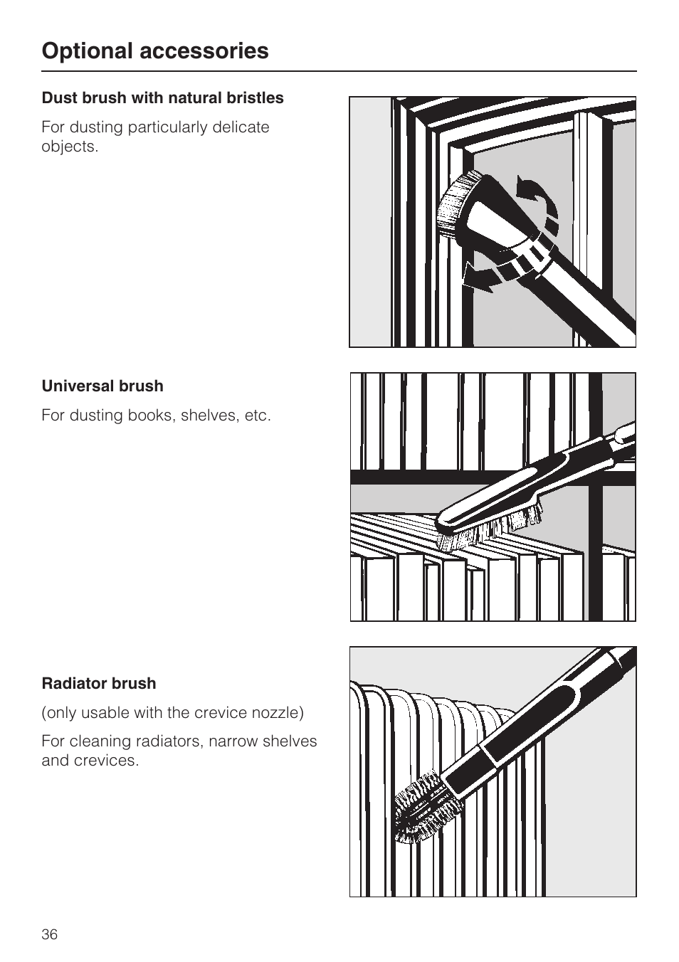 Optional accessories | Miele S 500 User Manual | Page 36 / 44