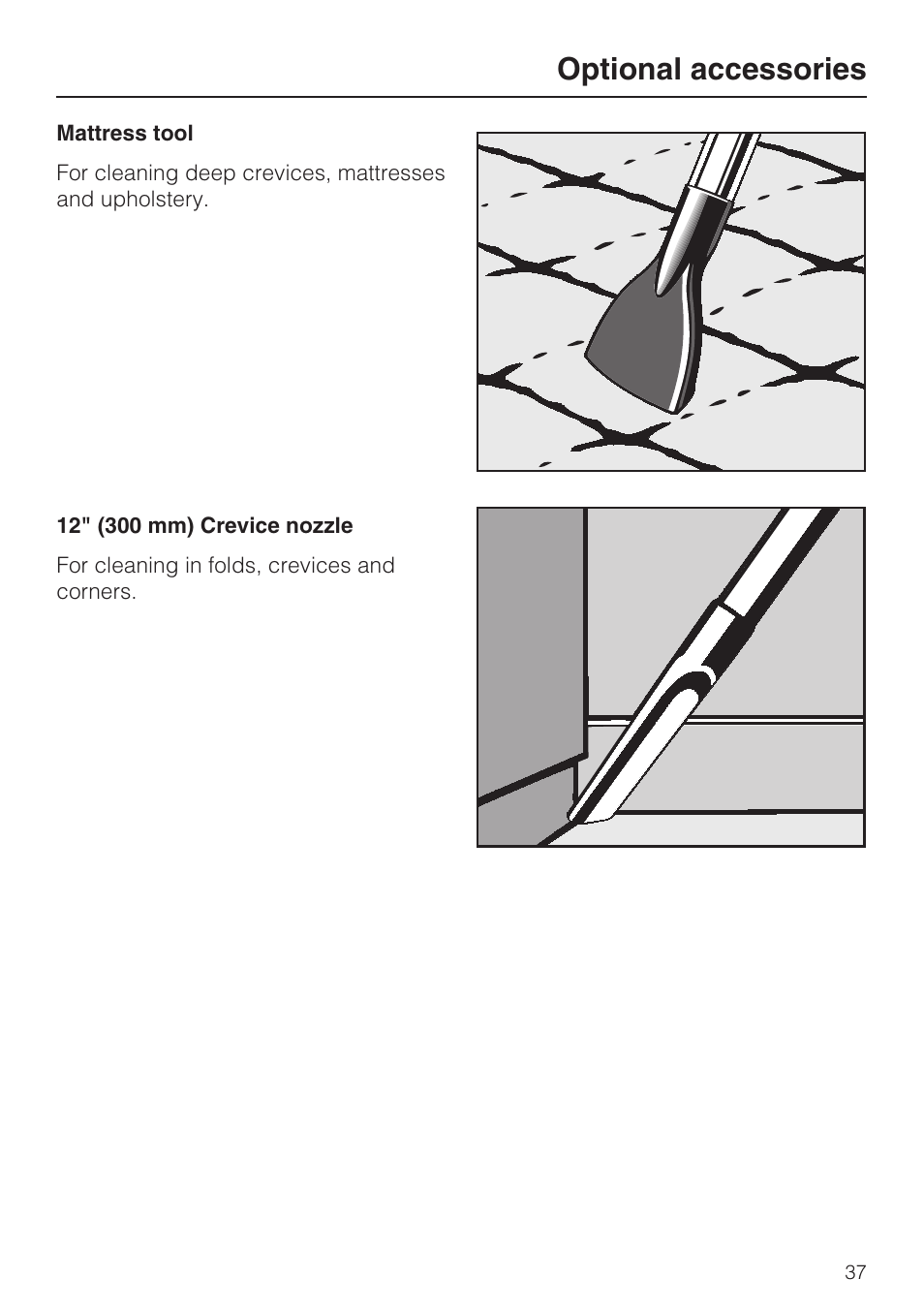 Optional accessories | Miele S 500 User Manual | Page 37 / 44