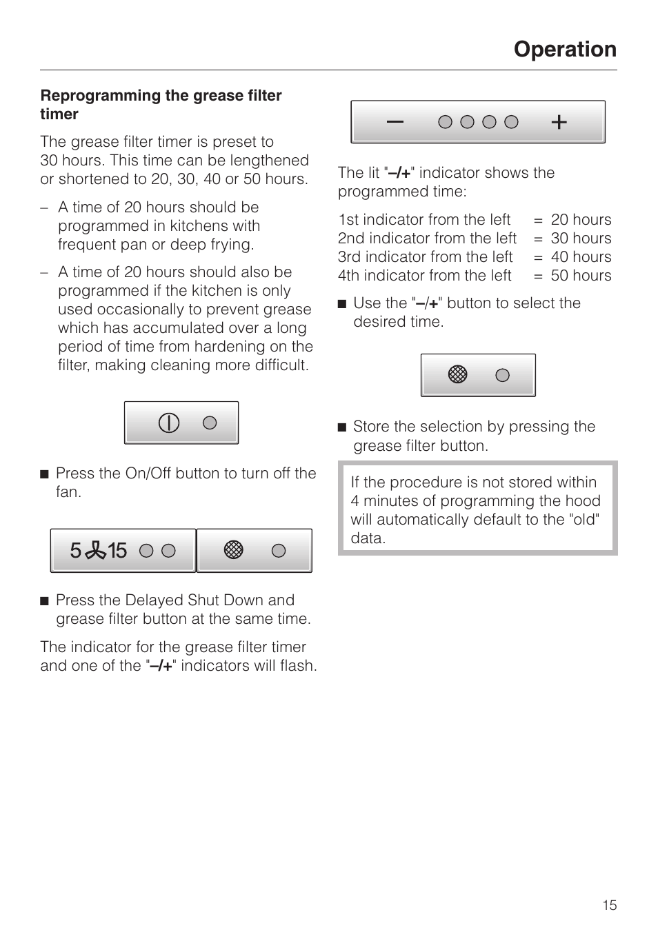 Operation | Miele DA250-4 User Manual | Page 15 / 32