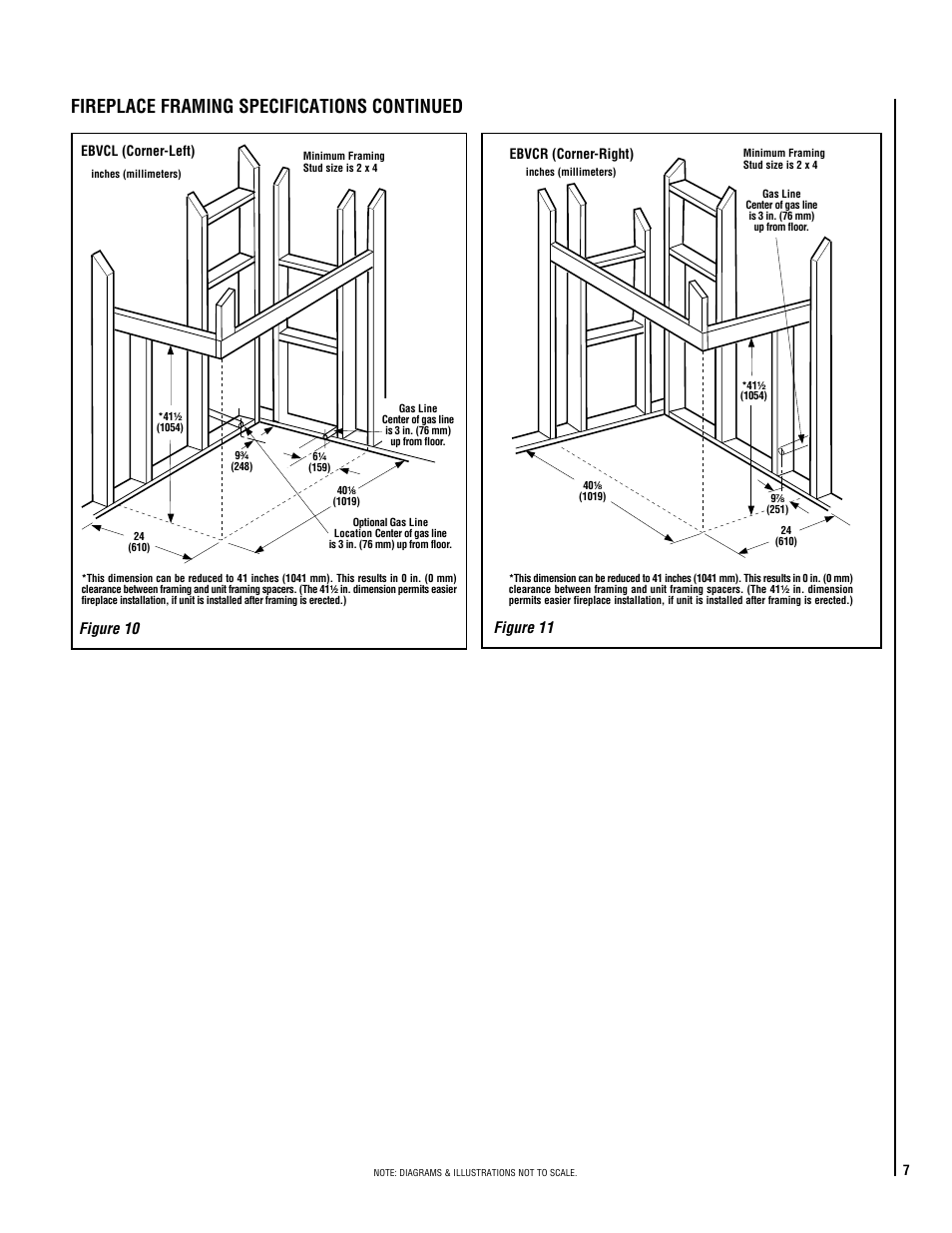 Fireplace framing specifications continued, Figure 11, Figure 10 | Ebvcl (corner-left), Ebvcr (corner-right) | Miele MNTSVBE User Manual | Page 7 / 20