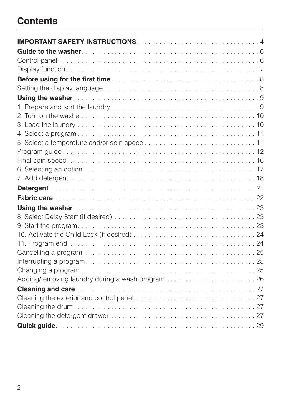 Miele W3033 User Manual | Page 2 / 60