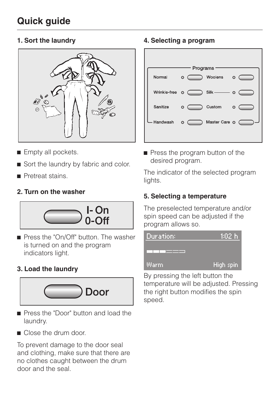 Quick guide | Miele W3033 User Manual | Page 30 / 60