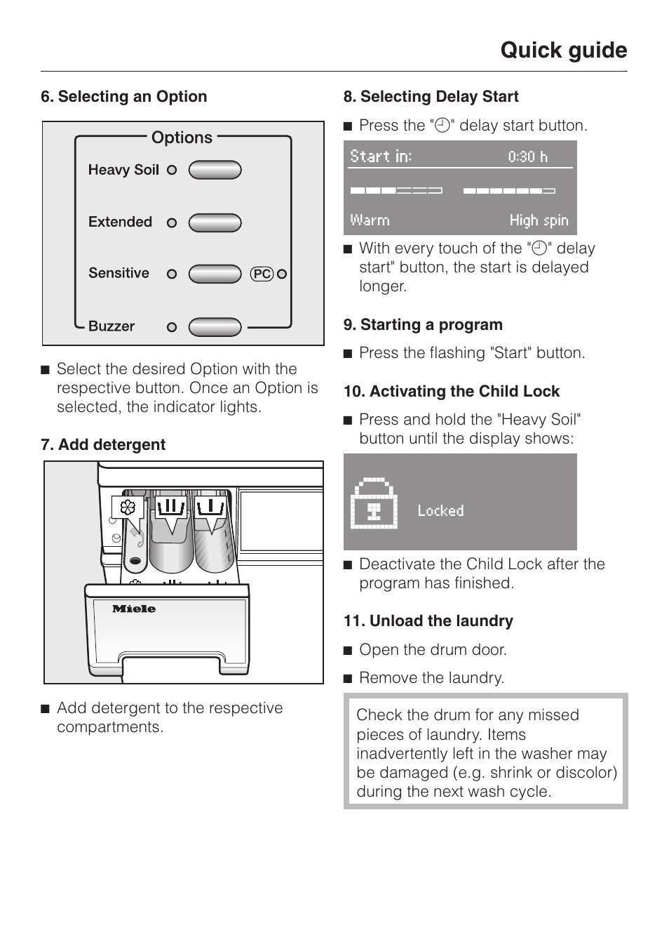Quick guide | Miele W3033 User Manual | Page 31 / 60
