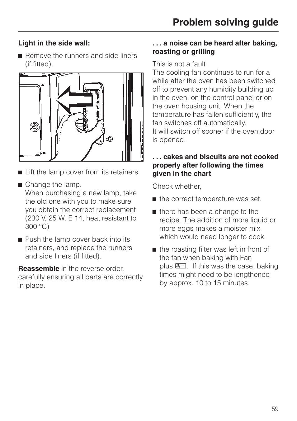 Problem solving guide | Miele H 4140 User Manual | Page 59 / 72