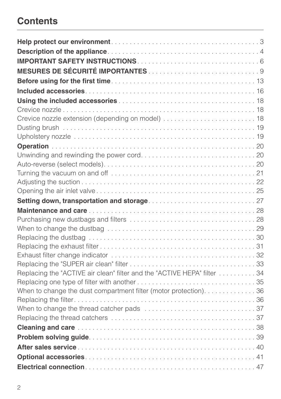 Miele S 600 - S 648 User Manual | Page 2 / 48