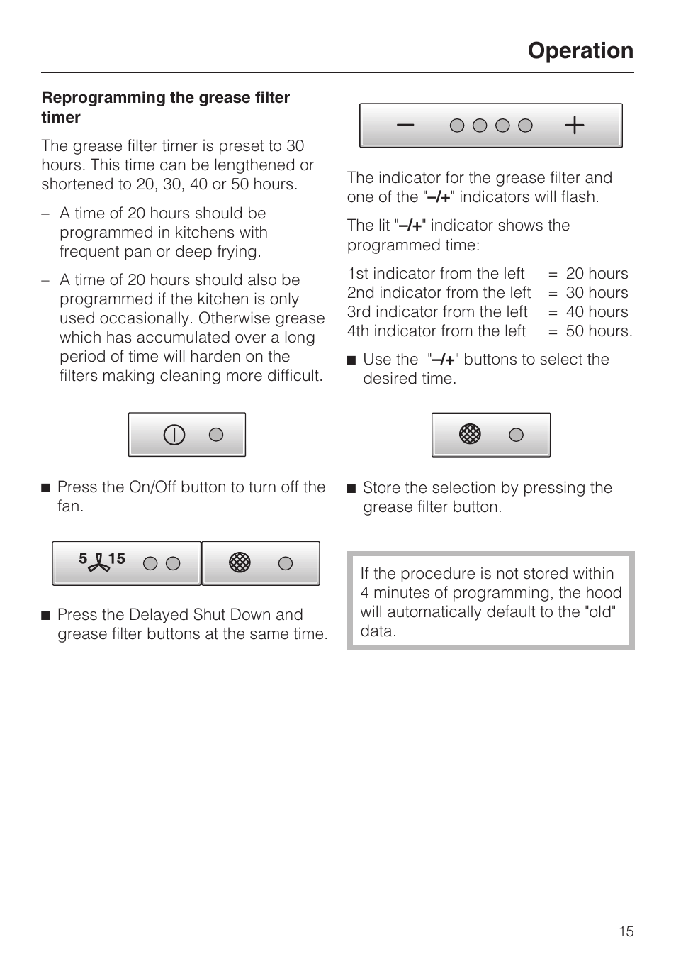 Operation | Miele DA259-4 User Manual | Page 15 / 36