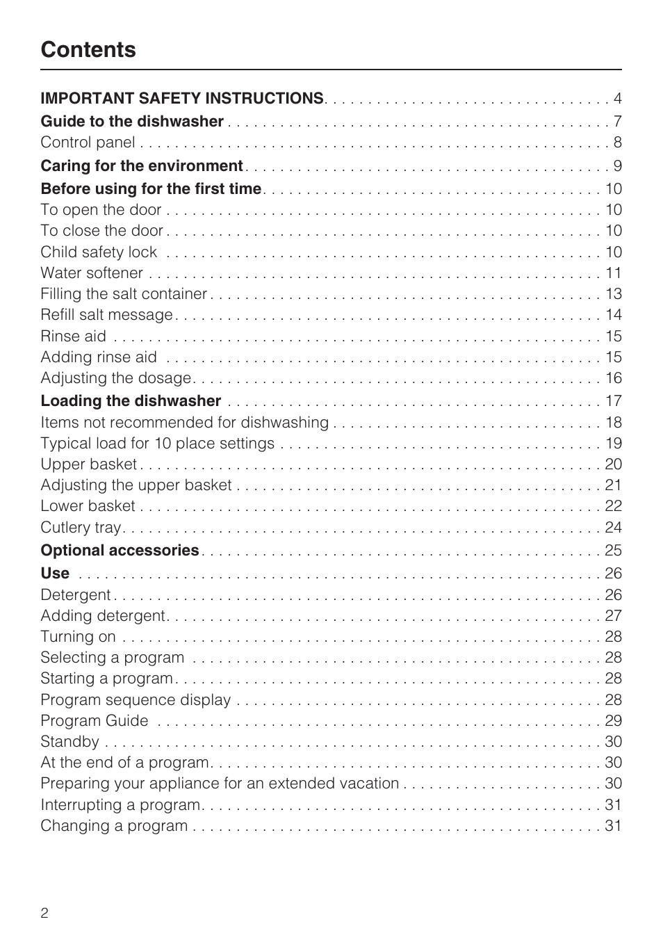 Miele G 4500 User Manual | Page 2 / 56