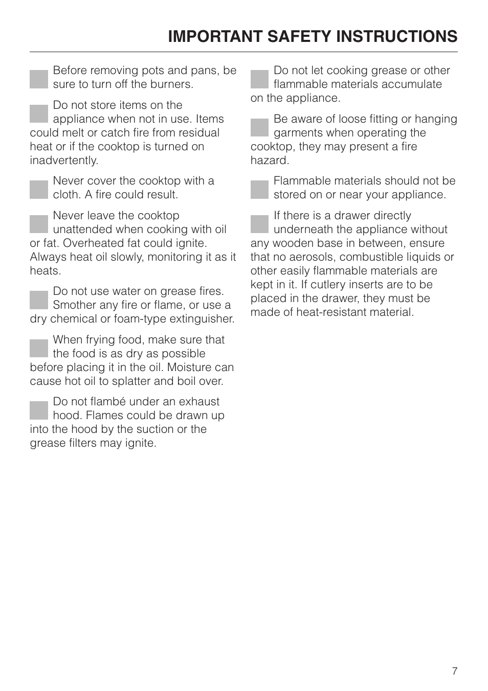 Important safety instructions | Miele KM424 User Manual | Page 7 / 24