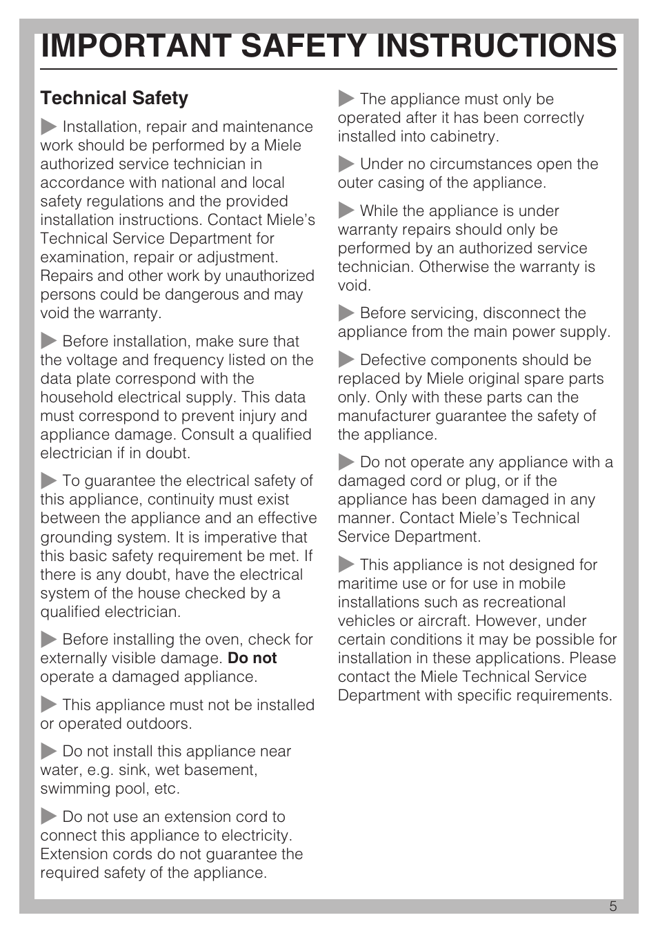 Important safety instructions | Miele H 4084 BM User Manual | Page 5 / 72