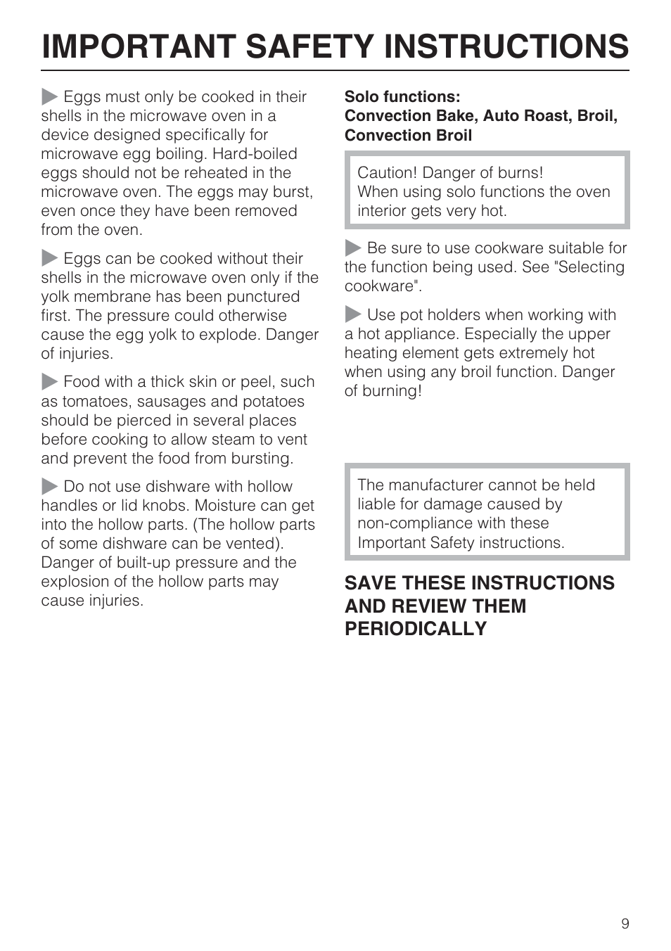 Important safety instructions | Miele H 4088 BM User Manual | Page 9 / 72