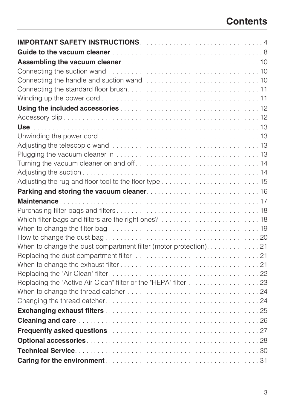 Miele S 190 User Manual | Page 3 / 32