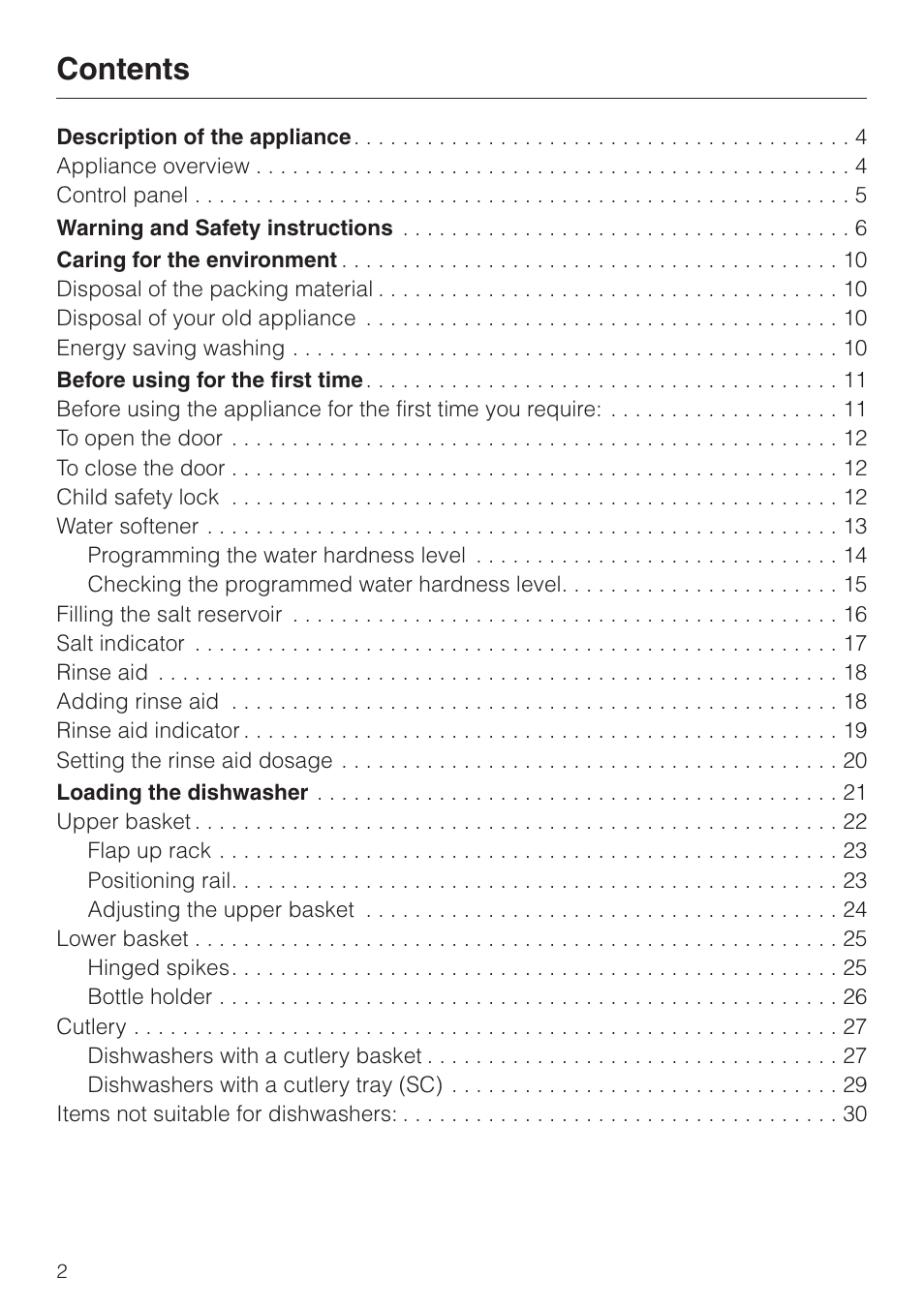 Miele G 6XX User Manual | Page 2 / 72
