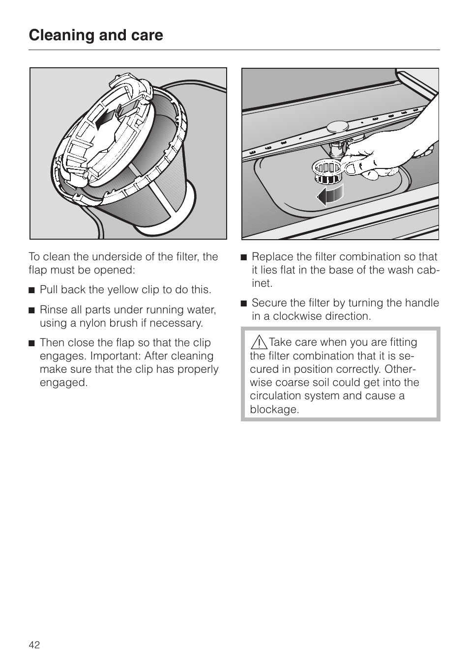 Cleaning and care | Miele G 6XX User Manual | Page 42 / 72