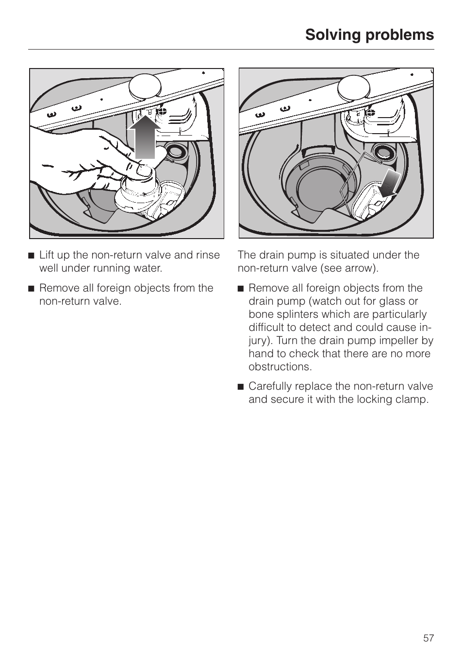 Solving problems | Miele G 6XX User Manual | Page 57 / 72