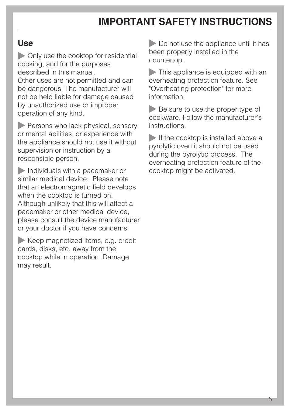 Important safety instructions | Miele KM 5758 User Manual | Page 5 / 52