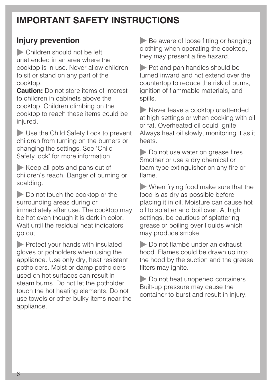 Important safety instructions | Miele KM 5758 User Manual | Page 6 / 52