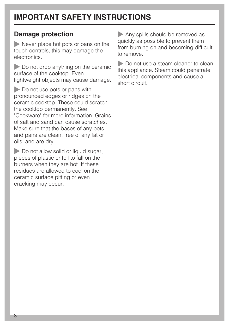 Important safety instructions | Miele KM 5758 User Manual | Page 8 / 52