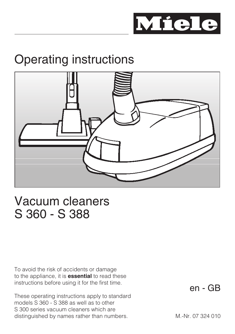 Miele S 388 User Manual | 36 pages
