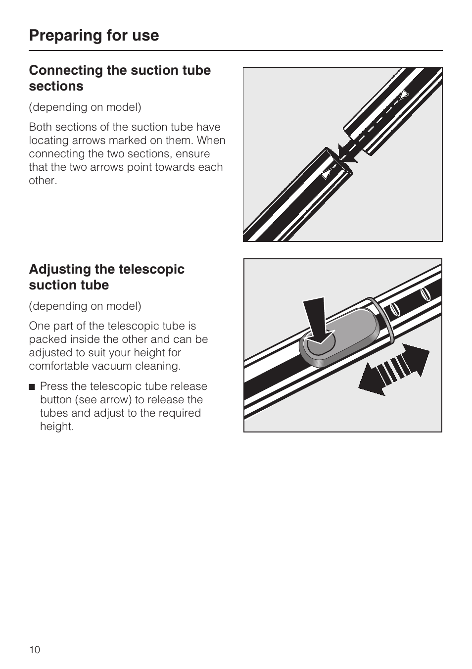 Preparing for use | Miele S 388 User Manual | Page 10 / 36