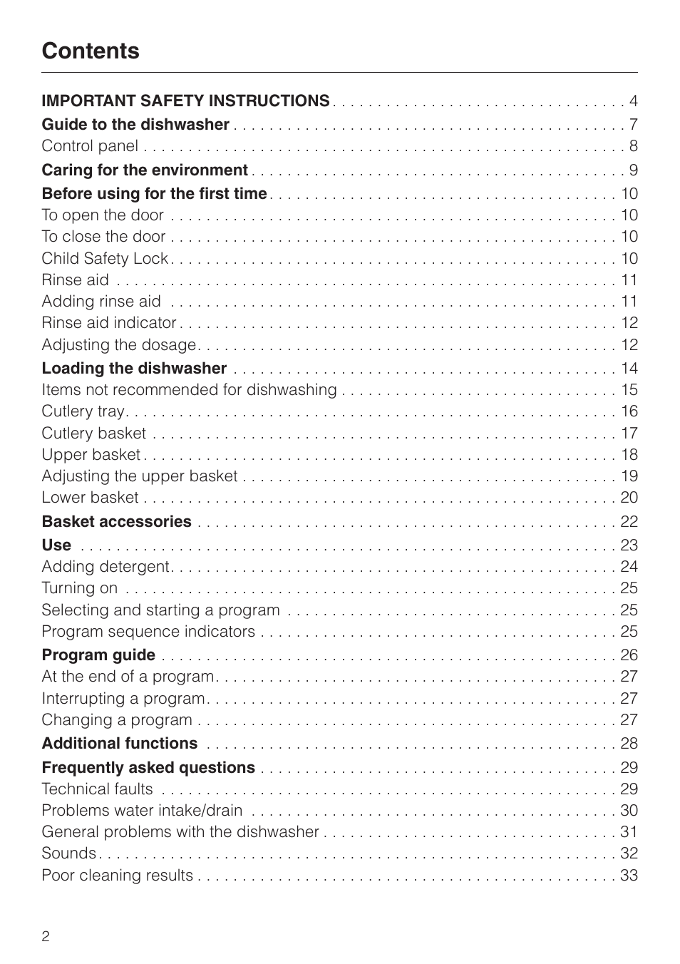 Miele G 2020 User Manual | Page 2 / 52