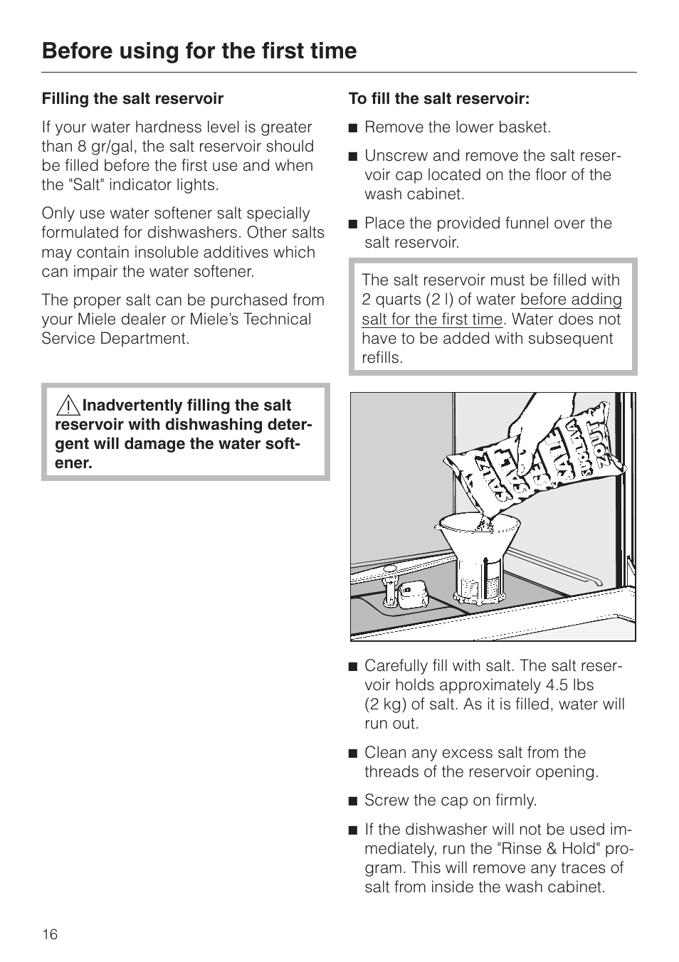 Before using for the first time | Miele G858SCVI User Manual | Page 16 / 52