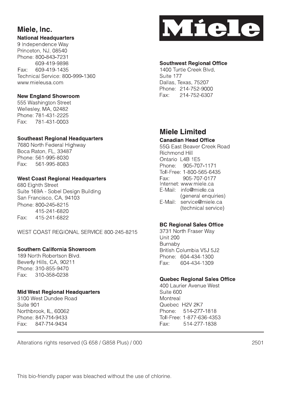 Miele G858SCVI User Manual | Page 52 / 52