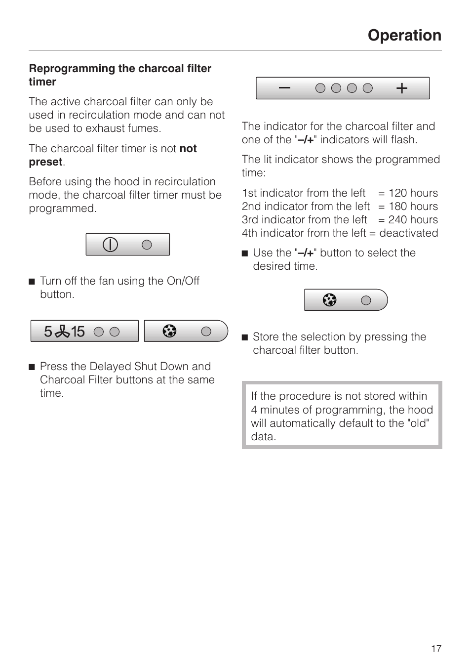 Operation | Miele DA 249-4 User Manual | Page 17 / 40