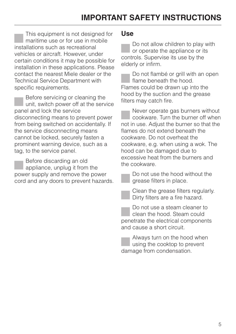 Important safety instructions | Miele DA 249-4 User Manual | Page 5 / 40