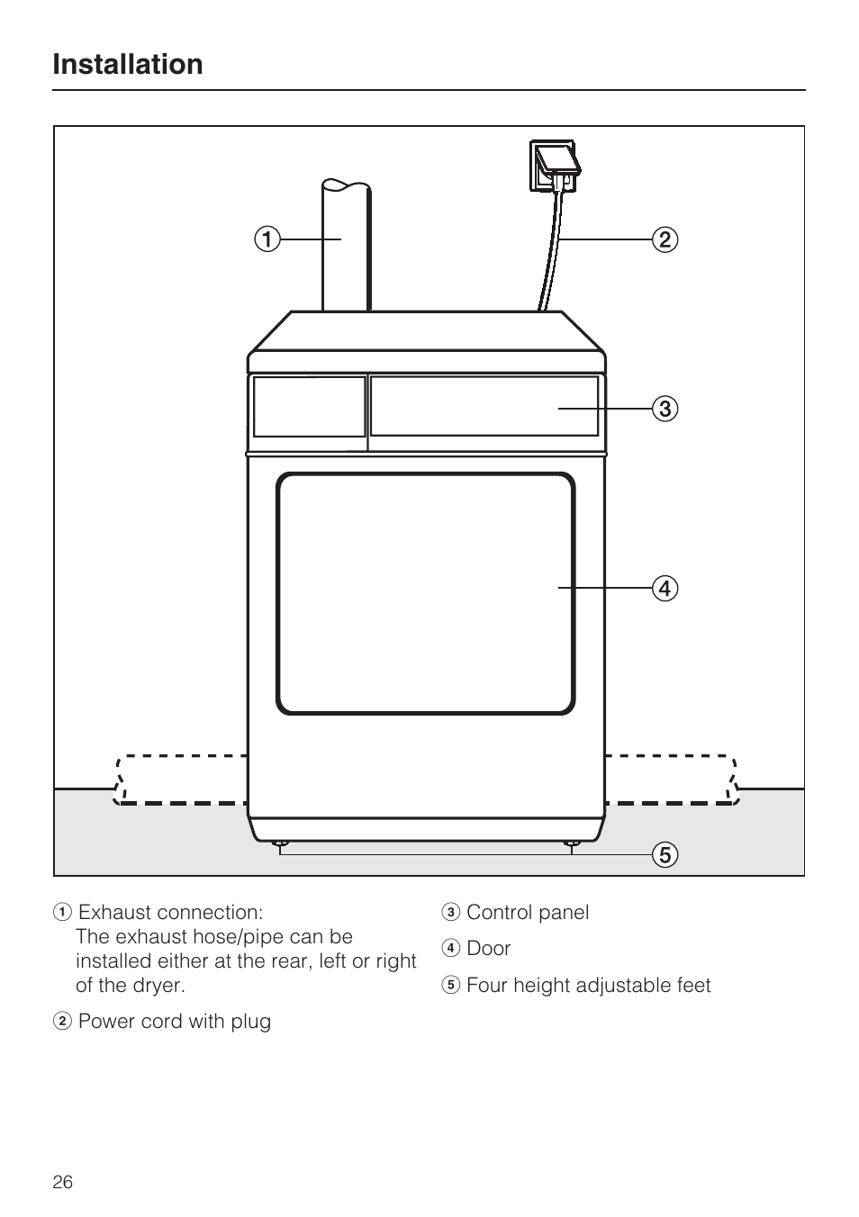 Installation 26, Installation | Miele TOUCHTRONIC T 8002 User Manual | Page 30 / 44