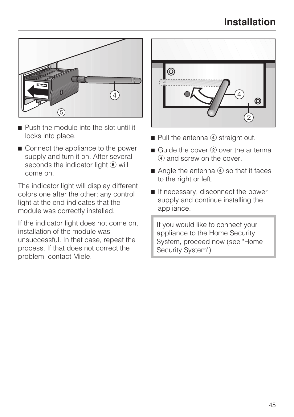 Installation | Miele KWT1611SF User Manual | Page 45 / 60