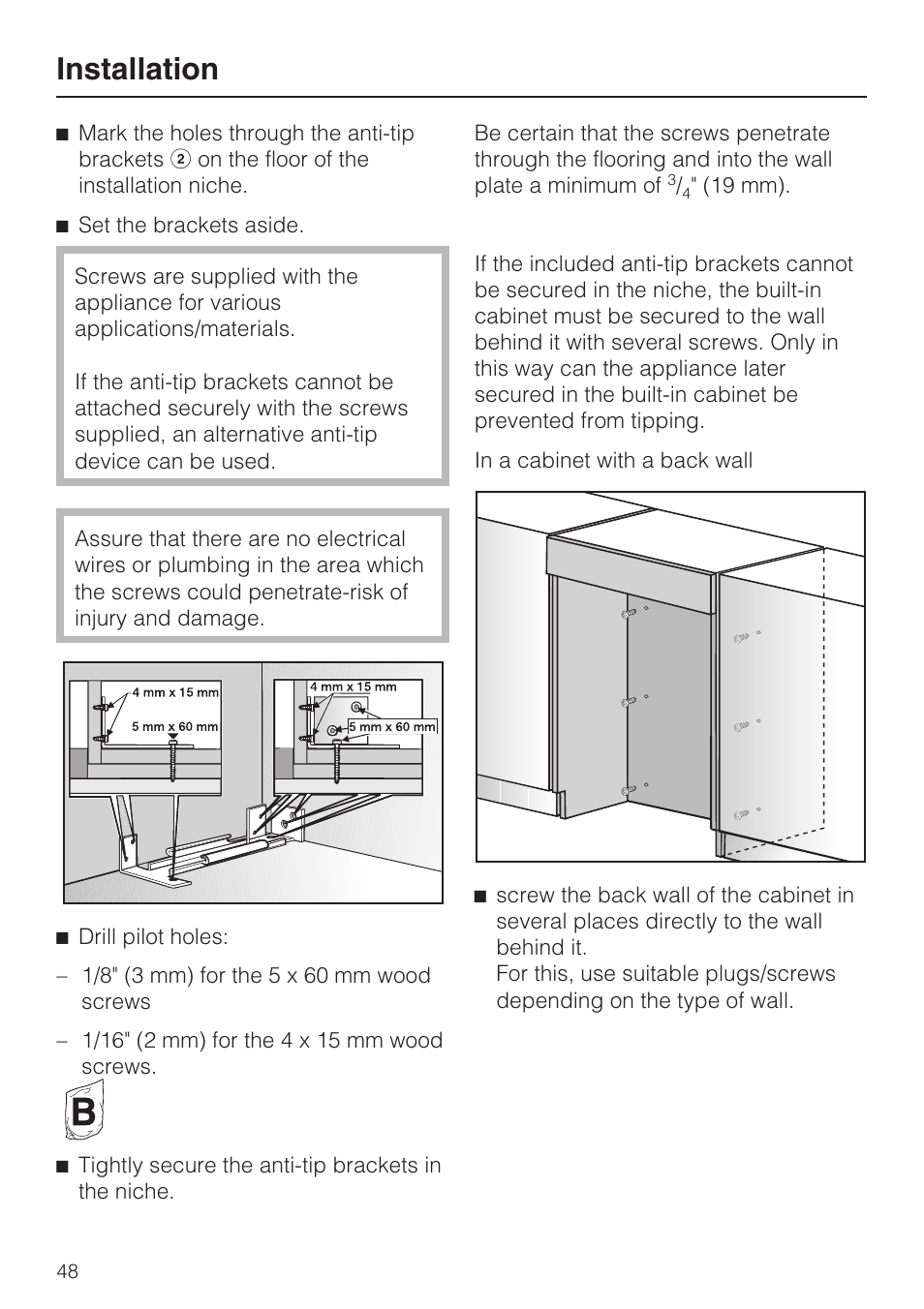 Installation | Miele KWT1611SF User Manual | Page 48 / 60