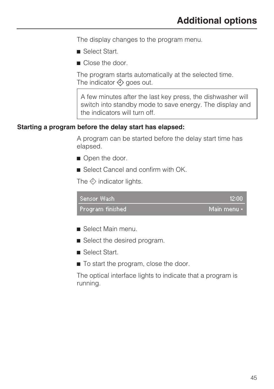 Additional options | Miele G 5795 User Manual | Page 45 / 84