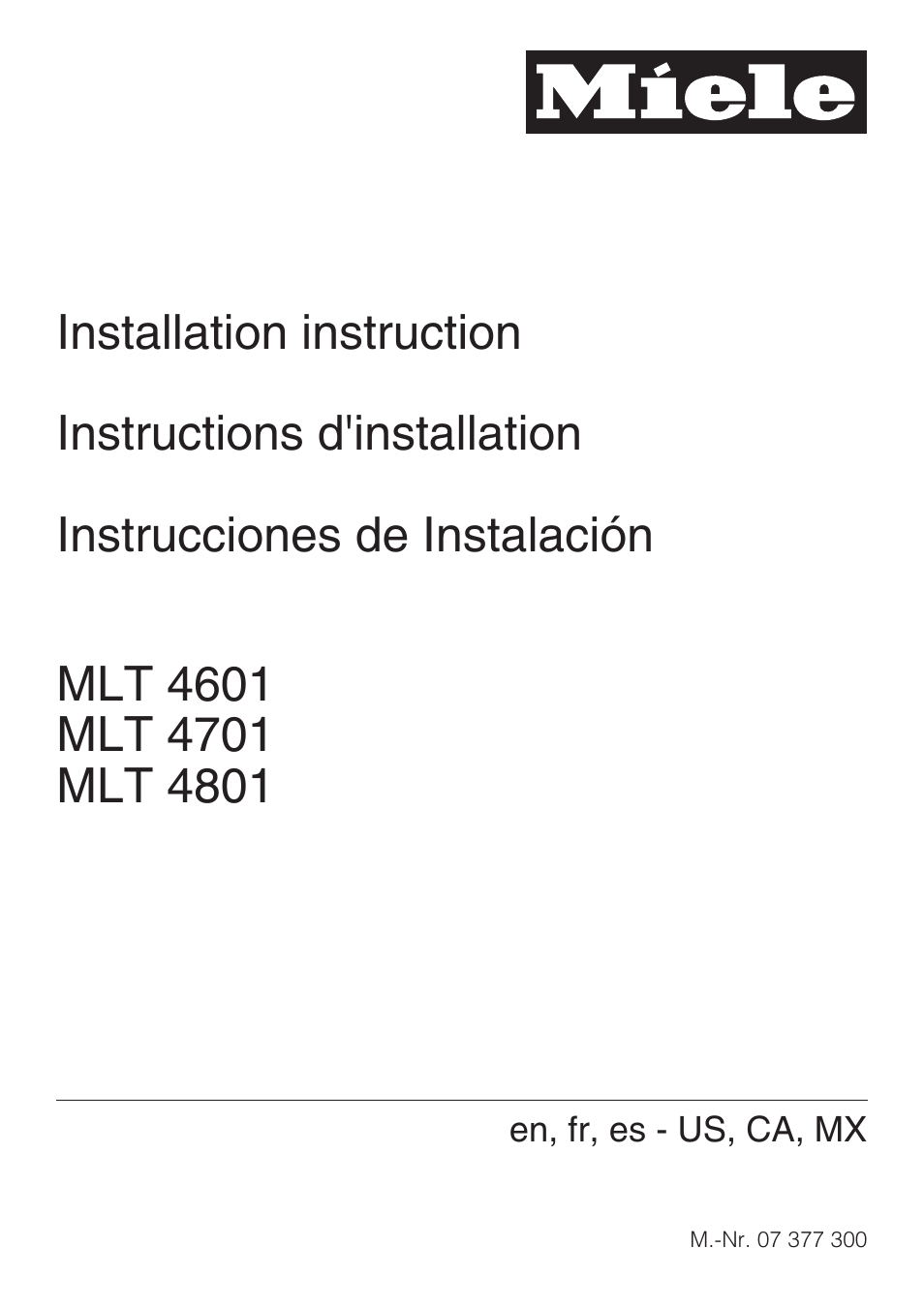 Miele MLT 4601 User Manual | 8 pages