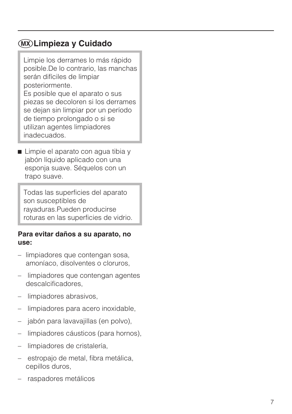 S limpieza y cuidado | Miele MLT 4601 User Manual | Page 7 / 8