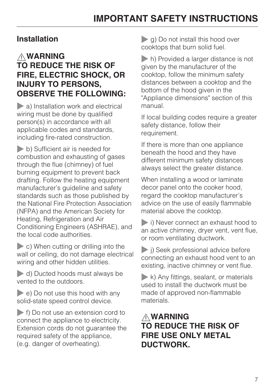 Important safety instructions | Miele DA 188 User Manual | Page 7 / 28