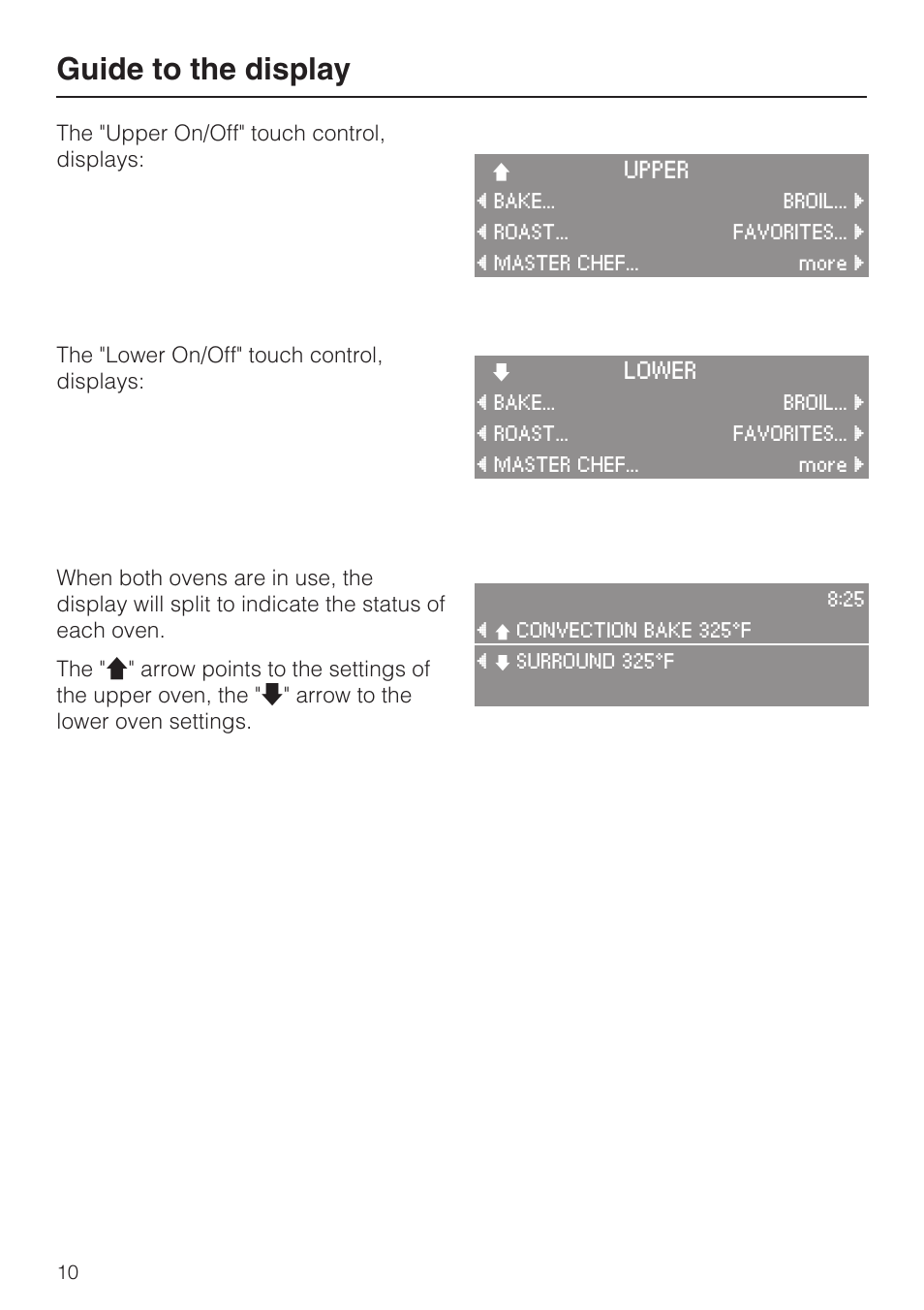 Guide to the display | Miele H 4894 BP2 User Manual | Page 10 / 80