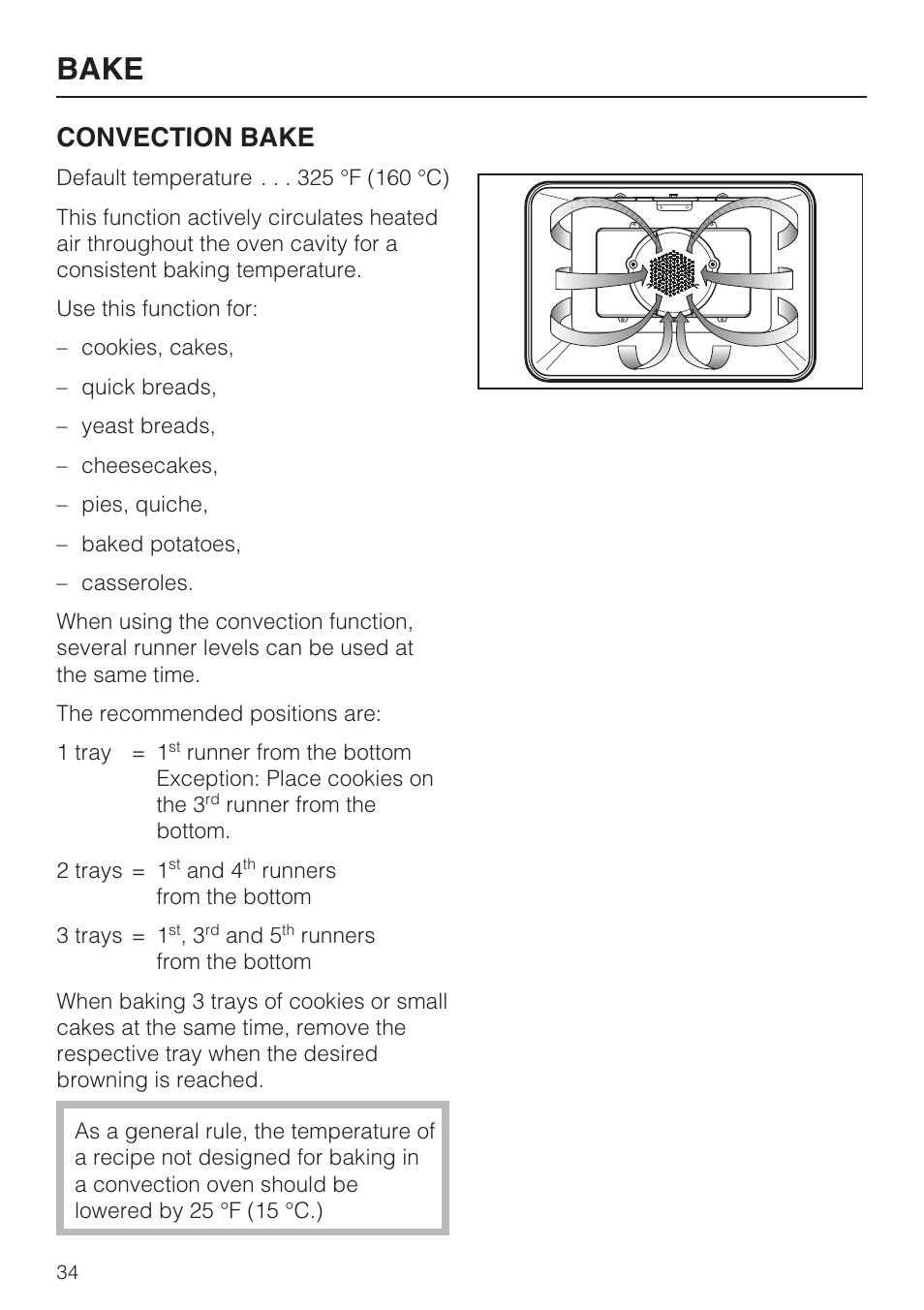 Bake, Convection bake | Miele H 4894 BP2 User Manual | Page 34 / 80