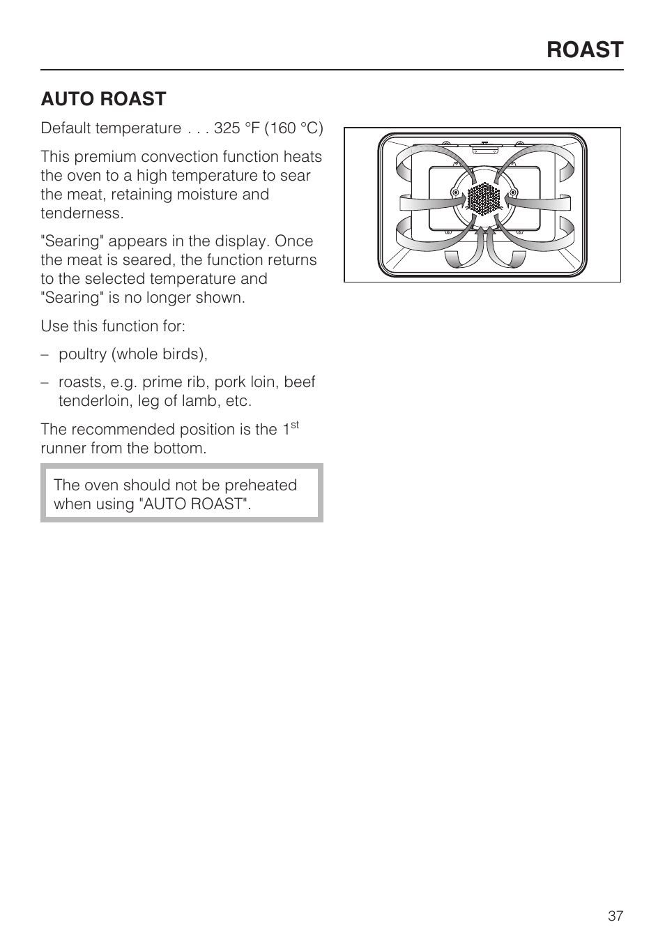 Roast 37, Roast, Auto roast | Miele H 4894 BP2 User Manual | Page 37 / 80